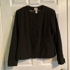 Chico’s size 1 black button-up jacket with paisley interior lining fabric